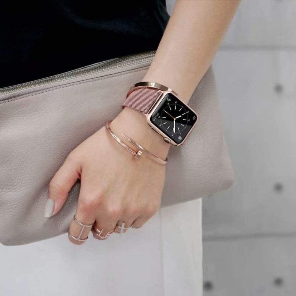 NEW[BAND] Pink Milanese Stainless For Apple Watch - Picture 2 of 8